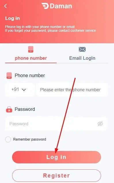 click login button